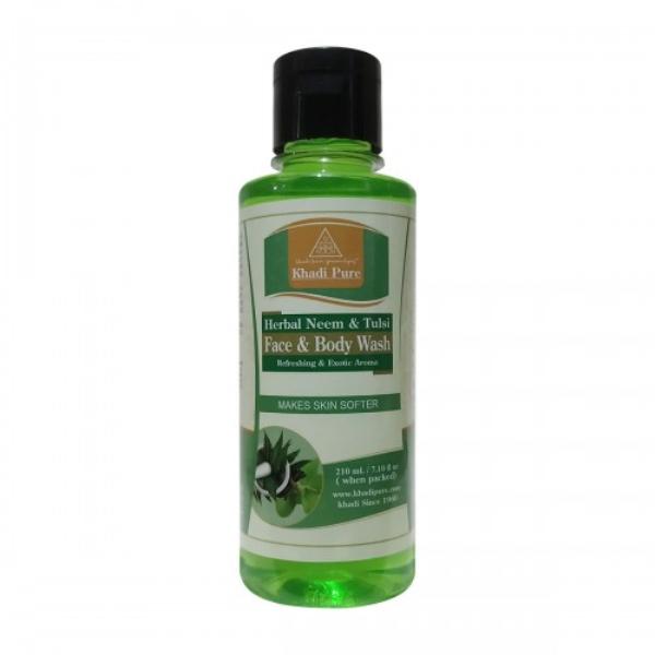 Netmeds | Khadi Pure Herbal Face and Body Wash - Neem & Tulsi 210 ml