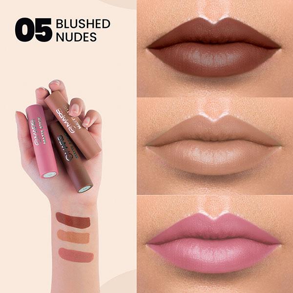 Mars Matte Lipsticks Box - 05 Blushed Nudes 3.2gm each 3's - Lip Kits & Palettes