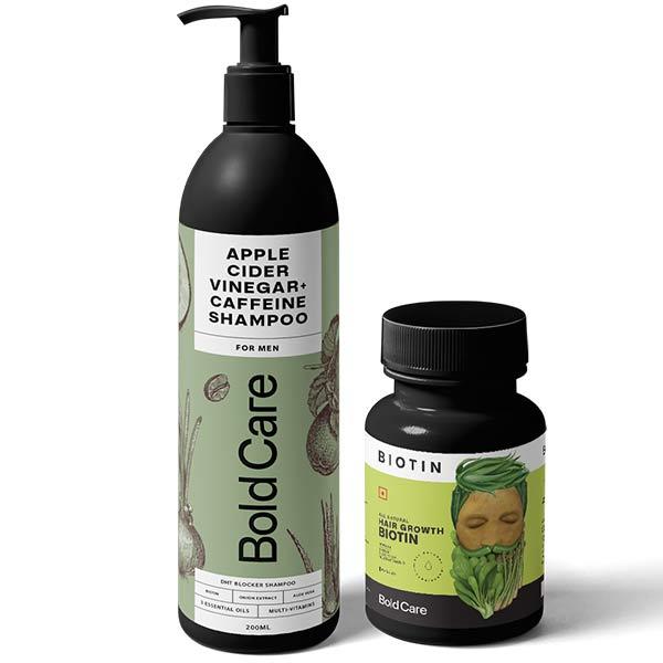 Bold Care Hairfall Control Combo Pack (DHT Blocker Shampoo 200 ml + Biotin Hair Growth Tablet 60's) - Hair Treatment