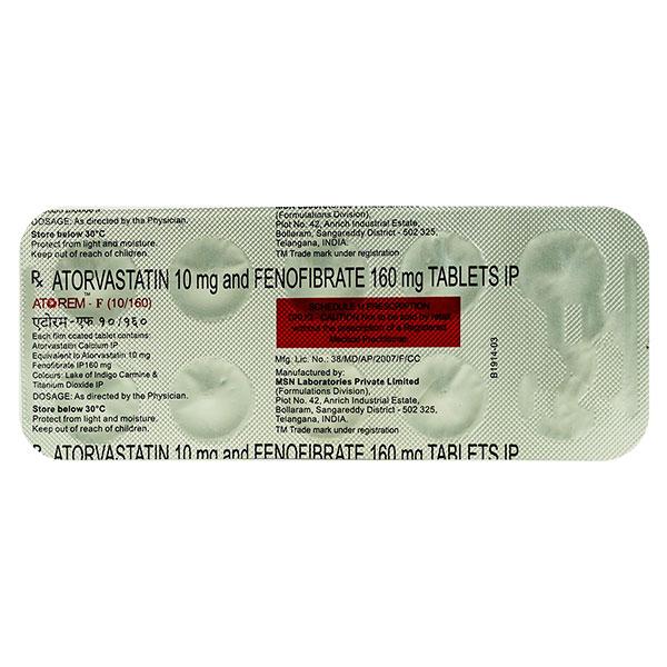 Atorem F 10mg Tablet 10'S - High Cholesterol-Dys