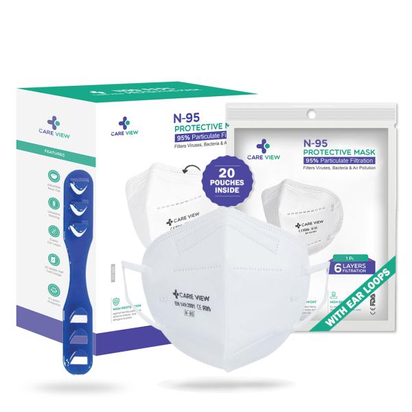 Netmeds | Care View N95 FFP2 Protective Face Mask - Ear Loop 20's