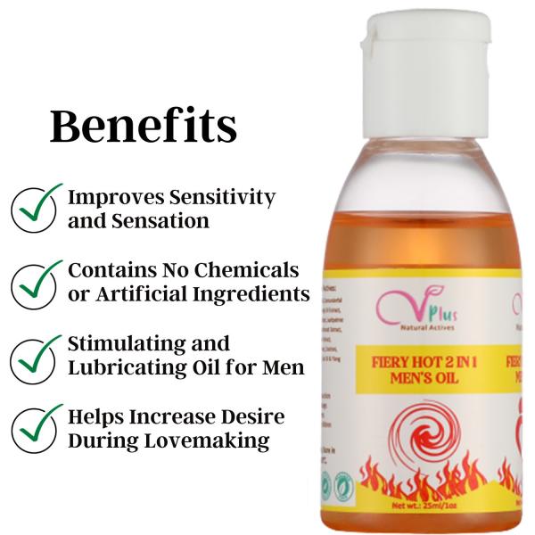 Vigini Fiery Hot 2 In 1 Men's Oil 25ml - Intimate Oil