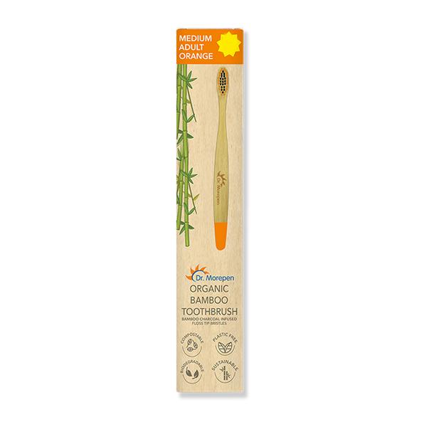 Netmeds | Dr.Morepen Organic Bamboo Adult Orange Toothbrush - Medium 1's