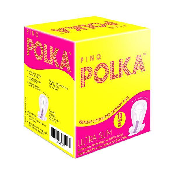 Pinq Polka Sanitary Premium Ultra Slim (XL) Sanitary Pad 10's - Sanitary Napkins
