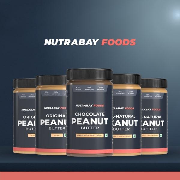 Nutrabay Foods All Natural Peanut Butter - Unsweetened, Creamy 750 gm - Nutritional Bars