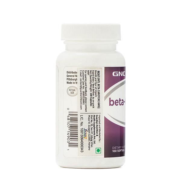 GNC Beta-Carotene 6 mg Softgel Capsule 100's - Workout Essentials