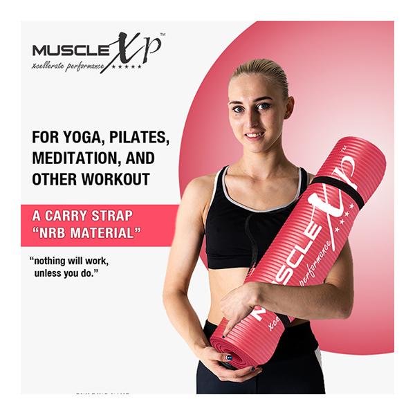 MuscleXP (10 mm) Thick NBR Material Yoga Mat - (Red) 1's - Workout Essentials