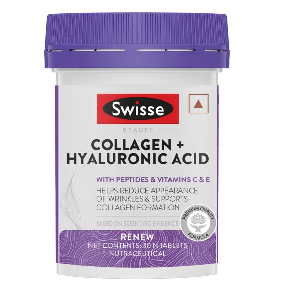 Netmeds | Swisse Beauty Collagen + Hyaluronic Acid Tablet 30's