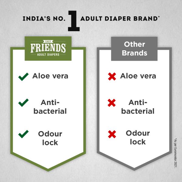 Friends Adult Diaper-Easy (M) 10's - Adult Diapers & Pads