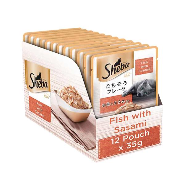 Netmeds | Sheba Feast of Flakes for Cats - Fish with Sasami (Pack of 35 gm x 12) 1's
