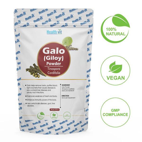 Healthvit Natural Galo (Giloy) Powder 100 gm - Herbal Dietary Supplement