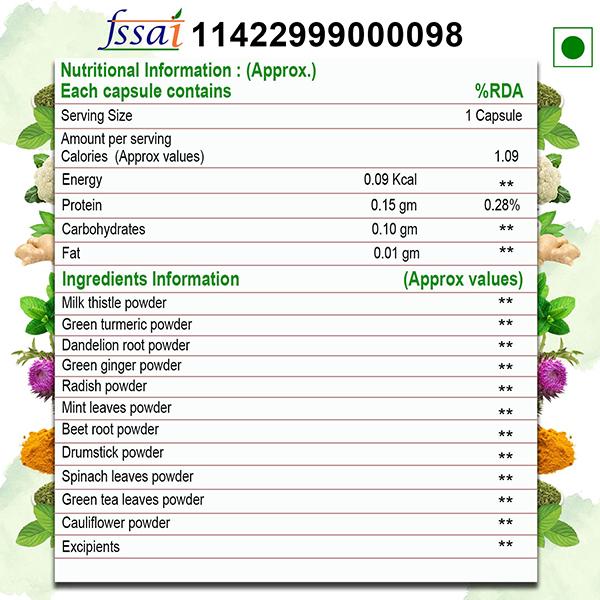 Health Veda Plant Based Liver Support Veg Capsule 60's - Herbal Dietary Supplement