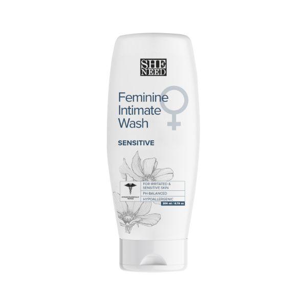 Netmeds | SheNeed Sensitive Feminine Intimate Wash 100% Natural with Cocoa and Cotton Seed Oil 200 ml