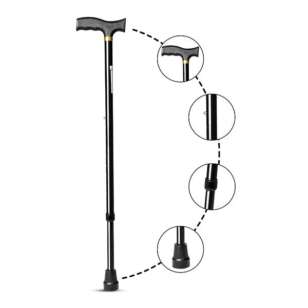 Netmeds | Entros Height Adjustable Walking Stick - Black (KL920L)