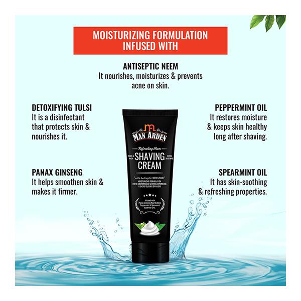 Man Arden Classic Shaving Brush + Refreshing Neem Shaving Cream 200 gm - Shaving Brushes