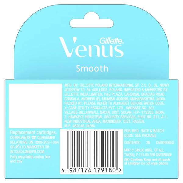 Gillette Venus Smooth Cartridges - Aloe Extract 2's - Razors & Cartridges
