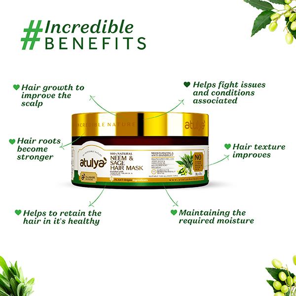 Atulya Neem & Sage Hair Mask 200 gm - Hair Masks & Packs