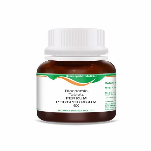 Bio-India's Biochemic Tablet - Ferrum Phosphoricum 6X 25 gm - Speciality Medicine