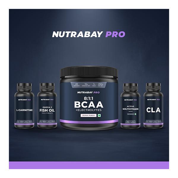 Nutrabay Pro 8.1.1 BCAA + Electrolytes - Guava Punch 250 gm - Bcaa Supplements