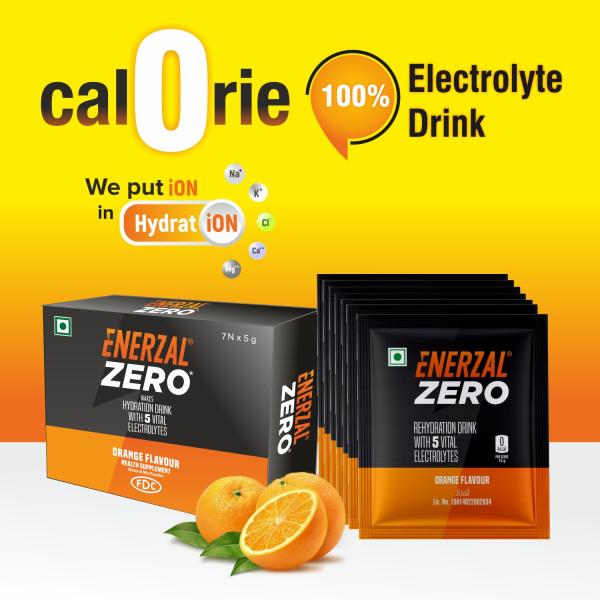 Enerzal Zero Hydration Drink Sachet - Orange 5 gm - Energy Drinks