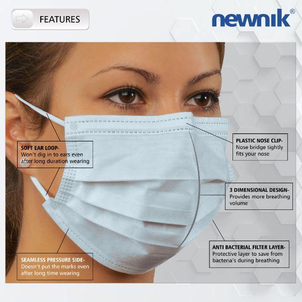 Newnik Disposable 2-Ply Face Mask - Blue 100's - Face Mask