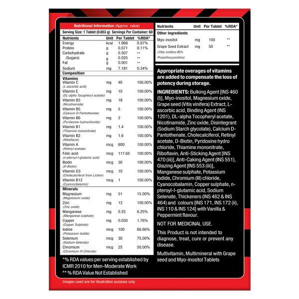 MuscleXP Zinc Complex Vitamins & Minerals Daily Vital Tablet 60's - Calcium And Minerals