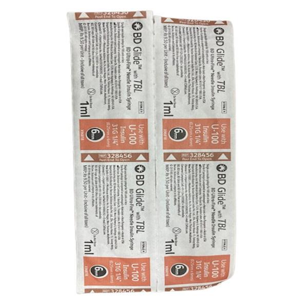 Netmeds | BD Glide Ultra Fine Needle Insulin Syringe (328456) (U - 100) (31 G x 6 mm) 1's