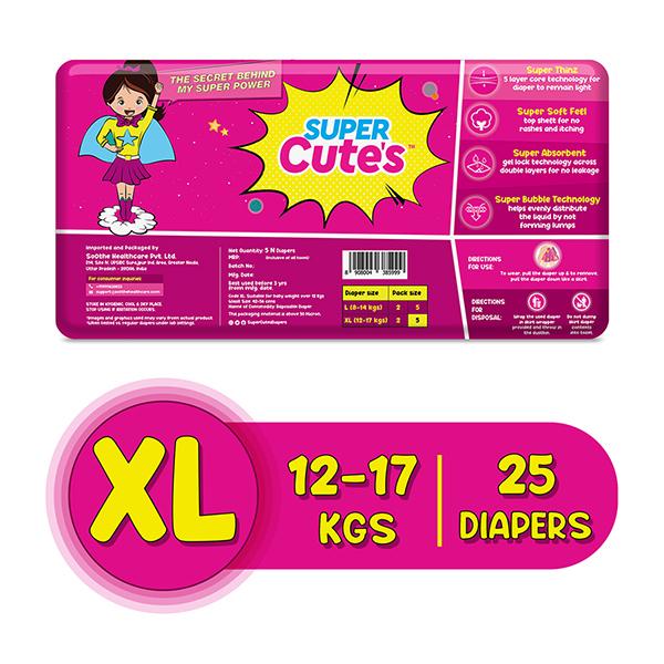Super Cute's WonderSkirt Pull-up Skirt Diaper - (XL) (12 - 17 kg) (Pack of 5 x 5's) - Diapers & Wipes
