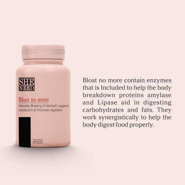 Sheneed Bloat No More Digestive Enzyme Capsule - Pack of 2 x 60's - Digestive Health