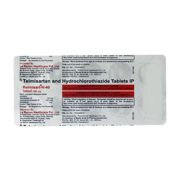 Relmisart H 40/12.5mg Tablet 10'S - Hypertension-Ang