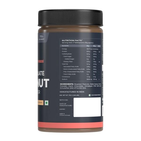 Nutrabay Foods Original Peanut Butter - Chocolate Intense, Creamy 750 gm - Nutritional Bars