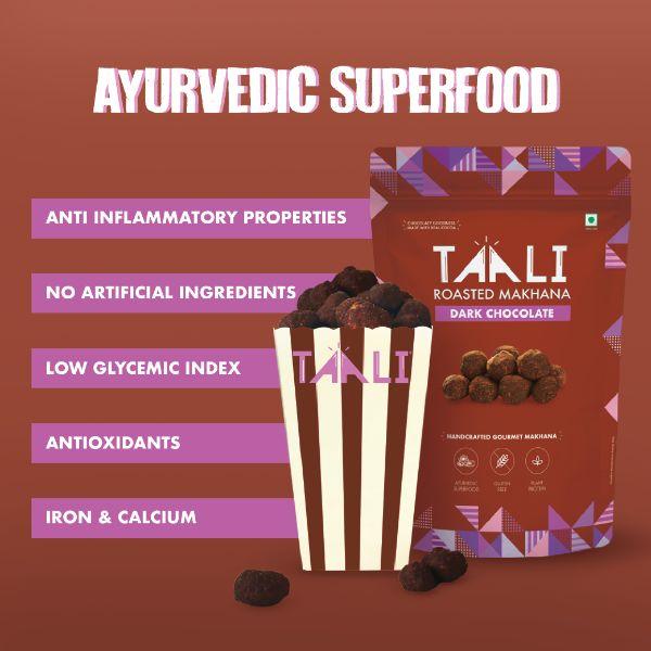 Taali Roasted Makhana - Dark Chocolate 75 gm - Nutritional Bars