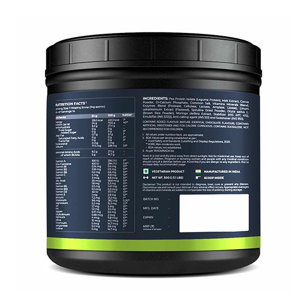 Nutrabay Wellness Vegan Plant Protein + Superfoods - Rich Chocolate 500 gm - Whey Proteins