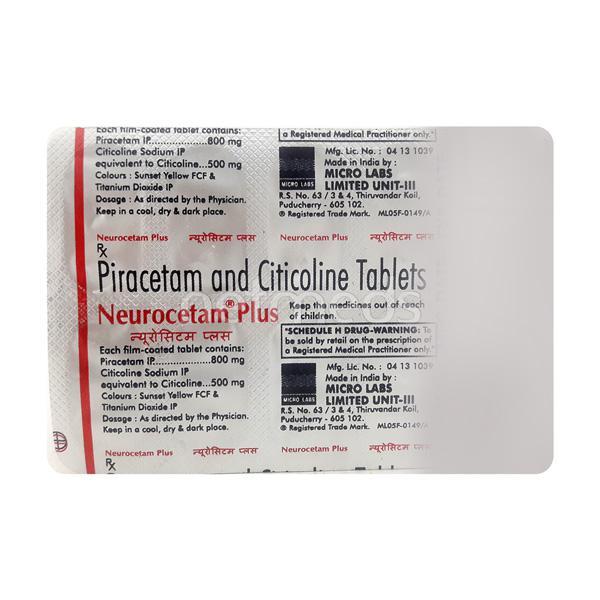 Neurocetam Plus Tablet 10'S - Nootropics And Neurotrophics
