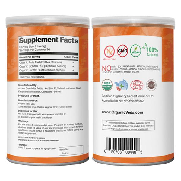 Organic Veda Triphala Powder 454 gm - Pure Herbs