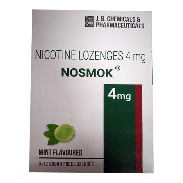 NOSMOK SUGAR FREE MINT FLAVOURED 4mg Lozenges 12's - Smoking cessation