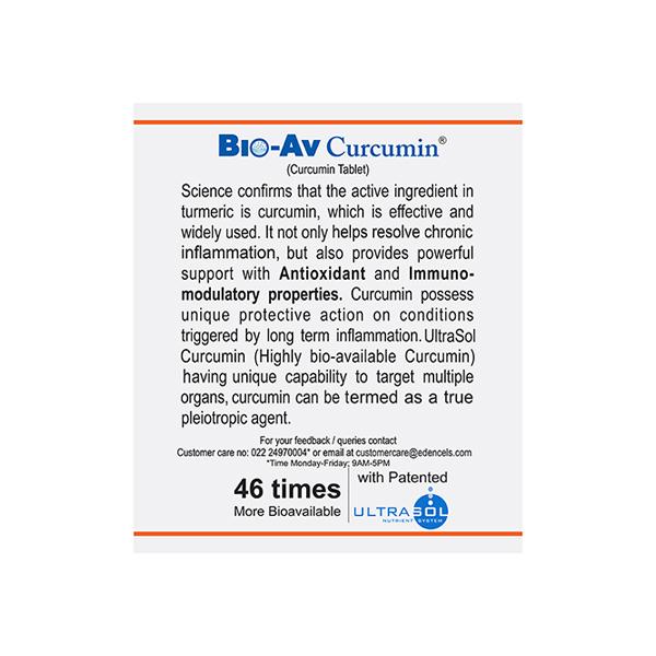 Bio-Av Curcumin 250 mg Veg Tablet 30's - Herbal Dietary Supplement