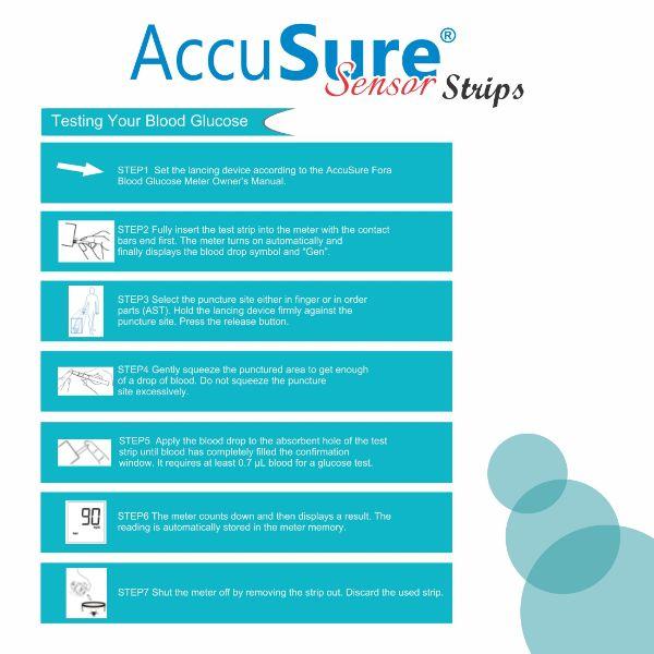 AccuSure Sensor Gluco Test Strip 50's - Blood Glucose Monitors/Strips