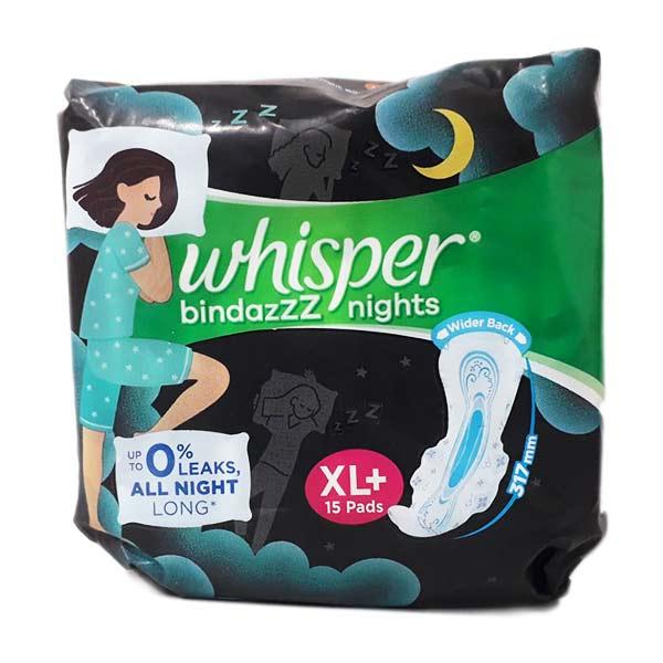Netmeds | Whisper Bindazzz Nights Sanitary Pads (XL+) 15's