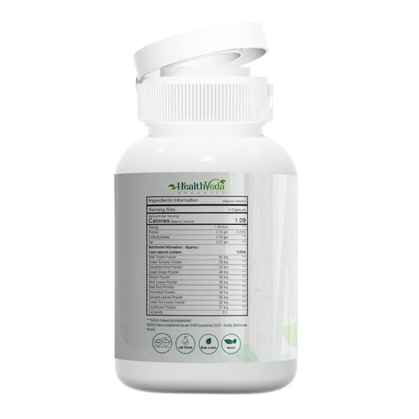 Health Veda Plant Based Liver Support Veg Capsule 60's - Herbal Dietary Supplement