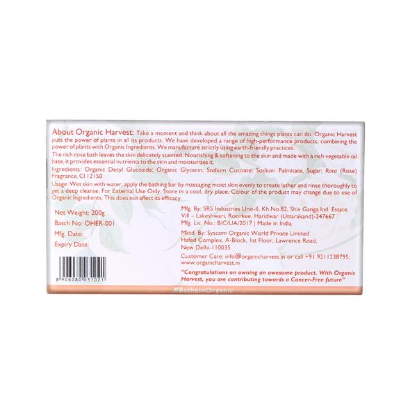 Organic Harvest Bathing Bar - Rose 200 gm - Soaps