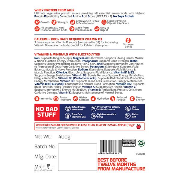 Gritzo SuperMilk Nutrition Drink Powder for Young Athletes - Double Chocolate 400 gm - Nutritional Supplement