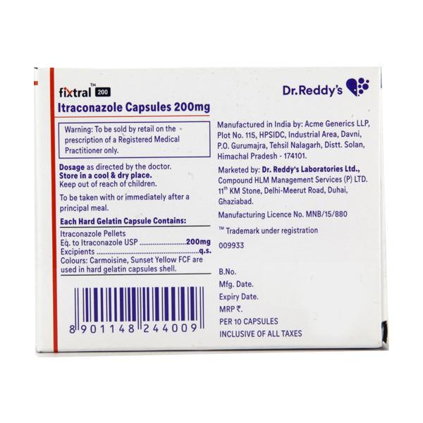 Fixtral 200mg Capsule 10'S - Fungal Infections-Anf