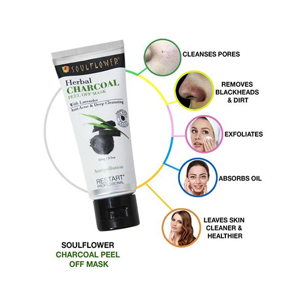 Soulflower Herbal Peel Off Mask - Charcoal 100 gm - Masks & Peels