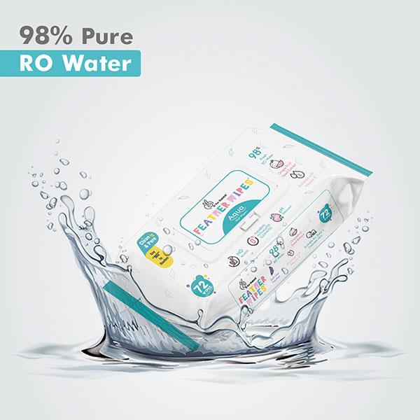R for Rabbit Feather Aqua Wipes (Pack of 3 x 72's) - Diapers & Wipes