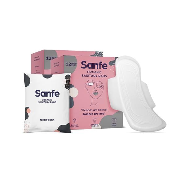 Netmeds | Sanfe Organic Sanitary Pads - Night Pads 24's