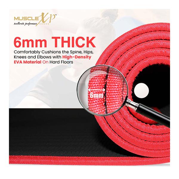 MuscleXP EVA Yoga Mat with Carrying Strap - Black 1's - Workout Essentials