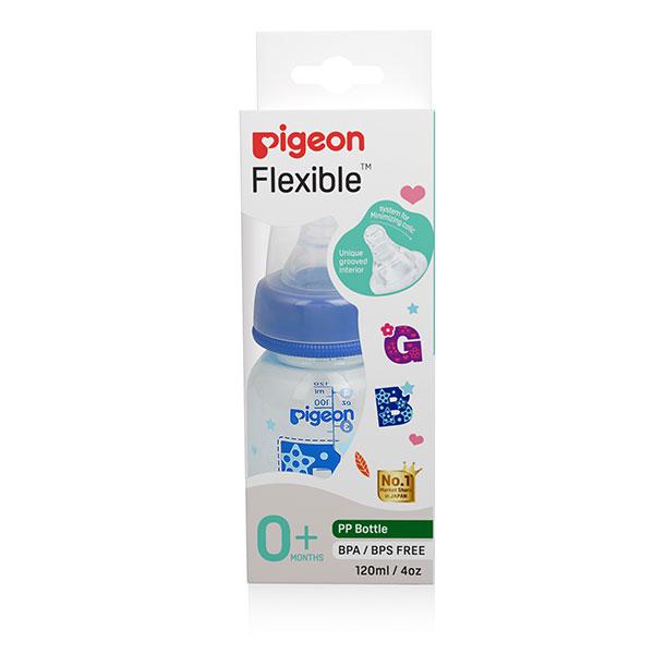 Pigeon Flexible 0+ Months PP Feeding Bottle - Blue 120 ml