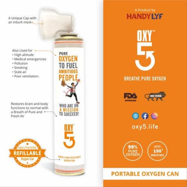Oxy5 Refillable Portable Oxygen Can 5 Litre - Oxygen Cylinder