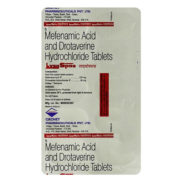 LYSOSPAS 80/250mg Tablet 10's - Pain relief-Aas